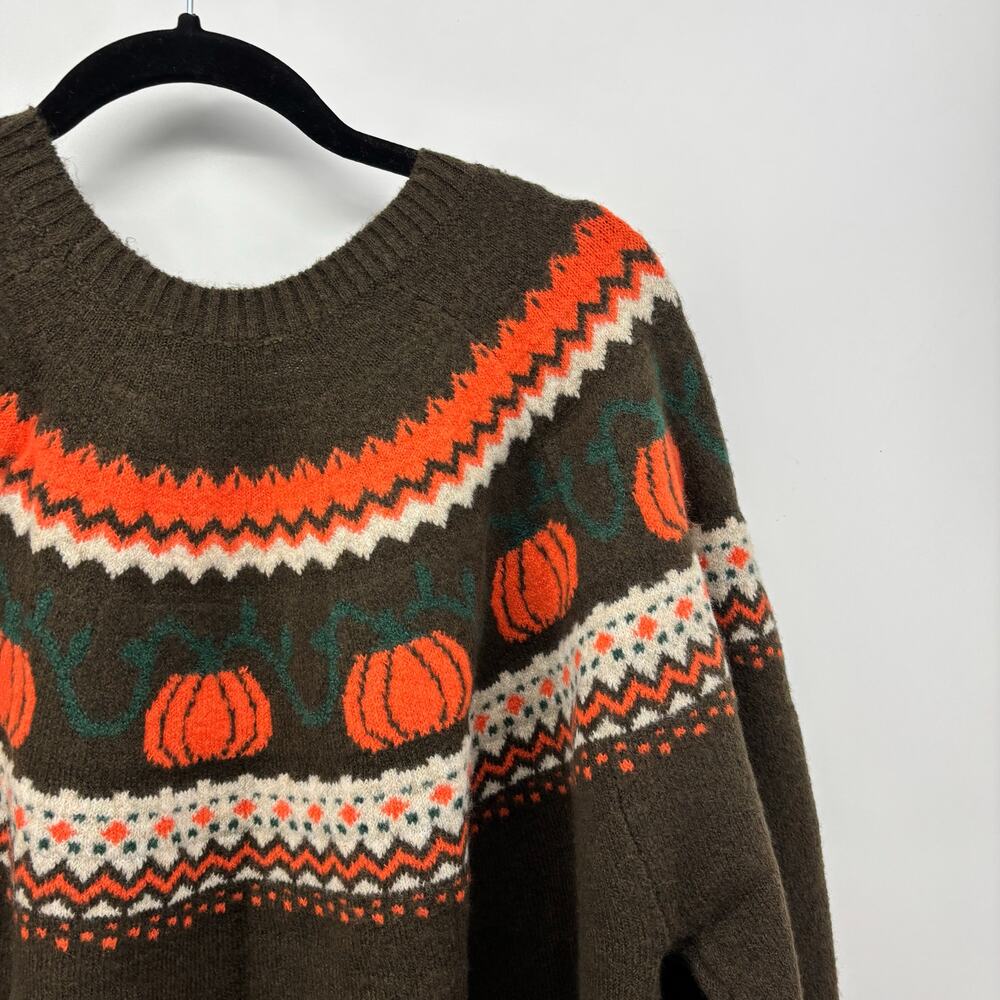 Vince Camuto Sz XXL Womens Sweater Thanksgiving Pumpkin Fair Isle Crewneck - Picture 13 of 16